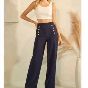 Have Navy Wide Leg Button Pants